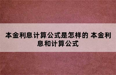 本金利息计算公式是怎样的 本金利息和计算公式